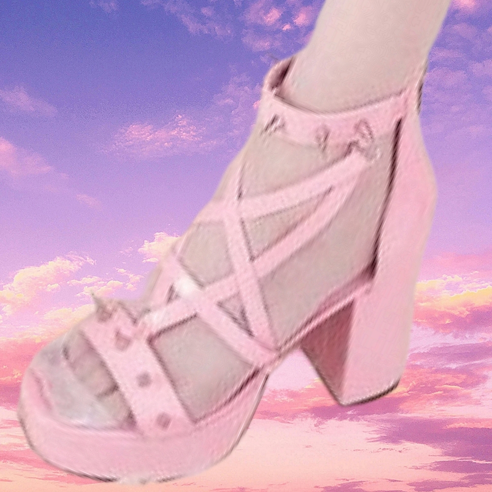 Dolls Kill Widow Pink Pentagram Spike Gothic Heels Hot Topic Pastel Killstar